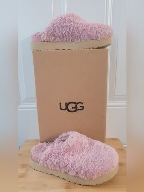 UGG Pink Fuzzy Slide Slippers